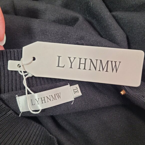 Women Black Mock Neck Sweater Long Sleeves With Shoulder Buttons Size X-Large - Picture 9 of 12